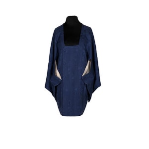 Vintage Japanese Kimono / Michiyuki / Jacket / Coat /  Blue / Haori / L4