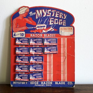 Vintage Mystery Edge Red Razor Blade Display