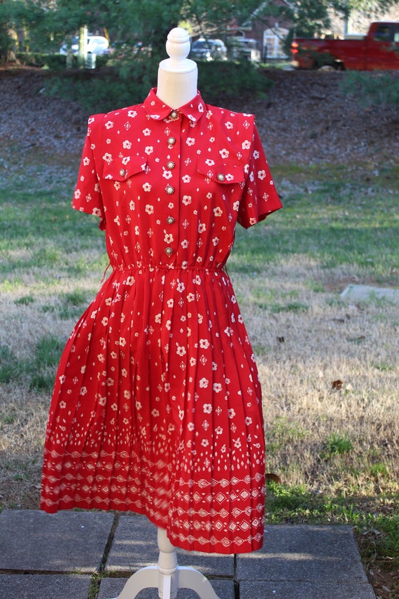 1980's Vintage Red Leslie Ray Dress