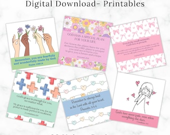 Affirmation Cards for Girls: Scripture Verse Lunch Box Notes (Digital Download)