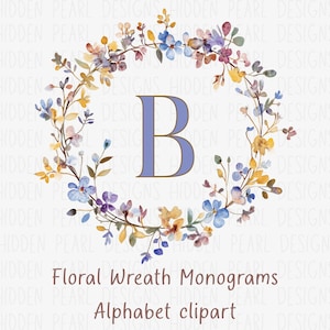 Pacote de Letras para Guirlanda Floral, Monograma do Alfabeto, Sobrenome SVG, Monograma Inicial, Download Instantâneo, JPG, PNG, SVG, Uso Comercial
