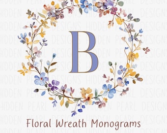Blumenkranz Monogramm Alphabet Clipart (digitaler Download)
