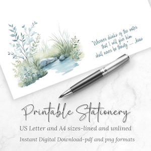 Papelería imprimible, papel de escribir imprimible, juego de escritura, papel de notas, escrituras cristianas imprimibles, PDF, PNG, tamaño carta (EE. UU.) y A4