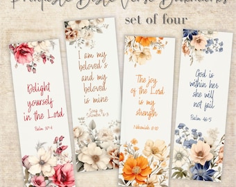 Floral Bible Verse Bookmarks: Christian Women's Gift (Printable PDF Set of 4)