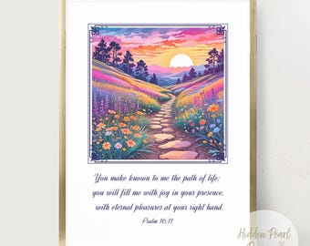 Psalm 16:11 Scripture Print, Printable Christian Wall Art (Digital Download)