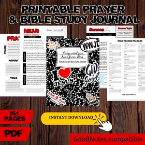 Pray Until You Hear From God Prayer and Bible Study Journal| bible study journal, Prayer journal, Christian journal, Sermon notes, printable