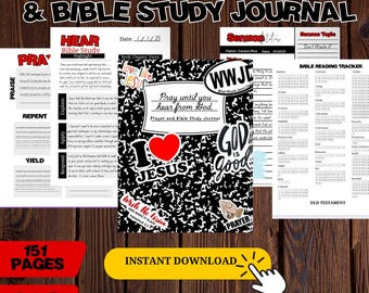Pray Until You Hear From God Prayer and Bible Study Journal| bible study journal, Prayer journal, Christian journal, Sermon notes, printable