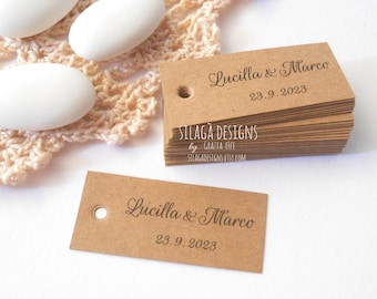 Bigliettini kraft personalizzabili su unica facciata| Biglietti per confetti e bomboniere matrimonio nascita cm 2 x 4,5 | Italia