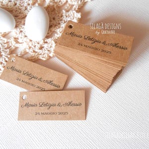 Cartes kraft personnalisables recto avec ou sans trou | Étiquettes pour confettis et cadeaux de mariage, naissance, baptême, cm 4,5x2