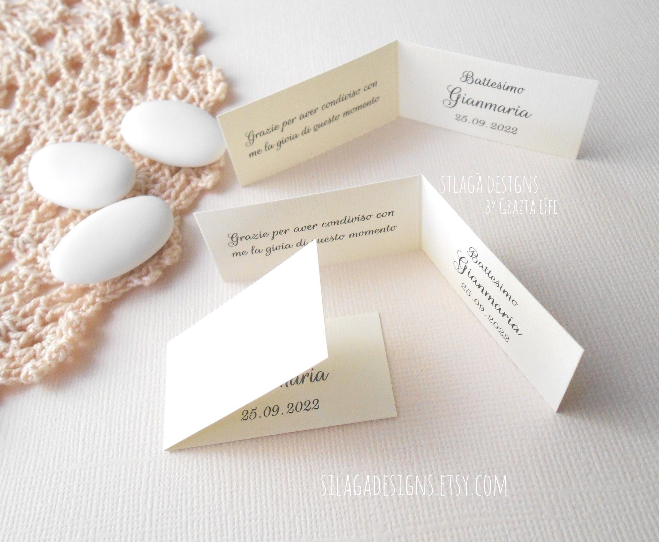 Bigliettini Bomboniera 1° Compleanno Bimba - 40 Pezzi Personalizzabili Con Dettagli Oro - Foto 6