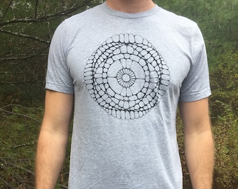 Cymatic Symbol Grey T-Shirt – Sacred Geometry Tee, Sound Resonance Pattern Shirt, Minimalist Unisex Graphic Tee