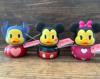 Disney rubber duck. Heart themed Mickey, Minnie, Stitch.