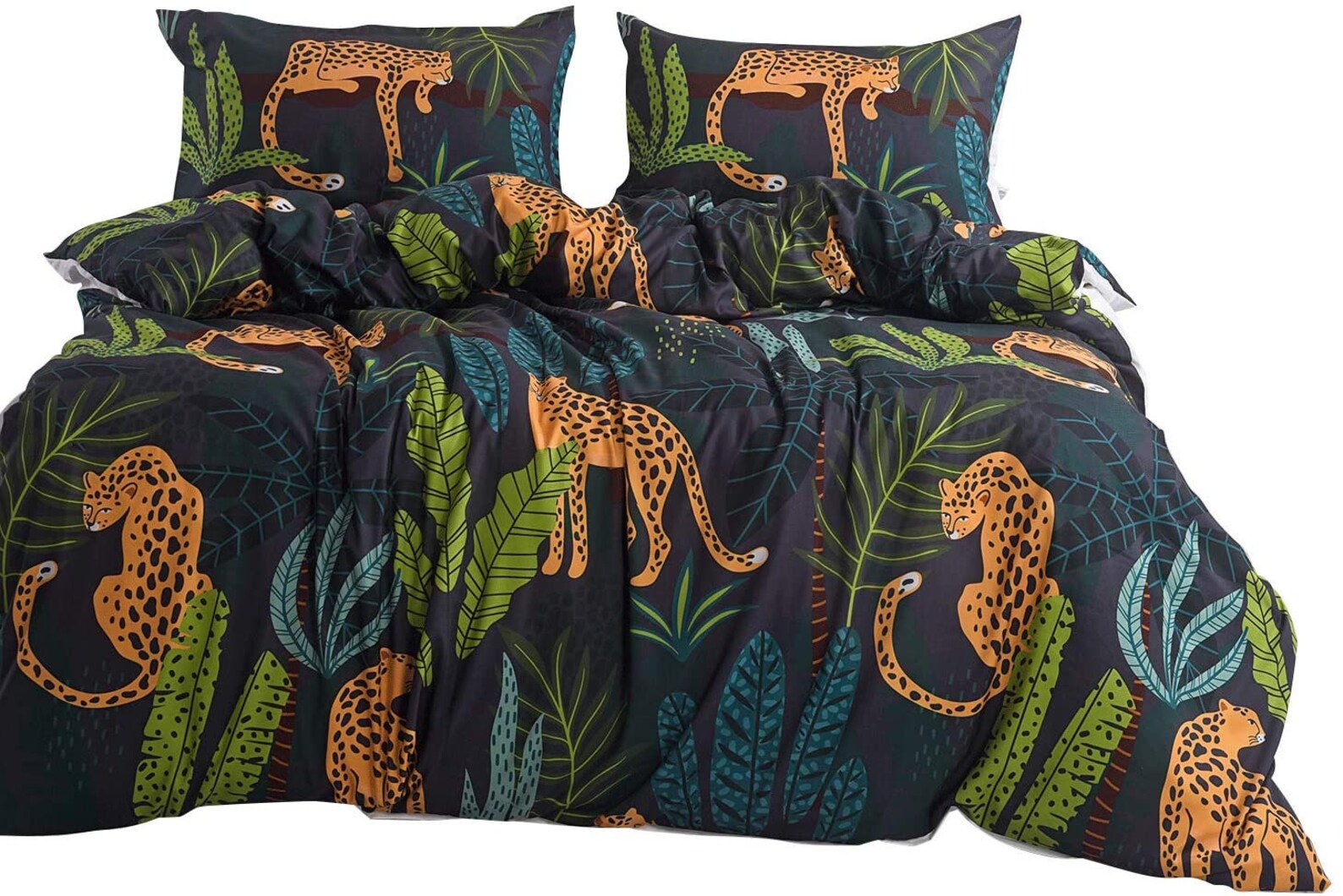 Tropical Jungle Animals Leopard Printed Duvet Cover Set 3pcs Etsy