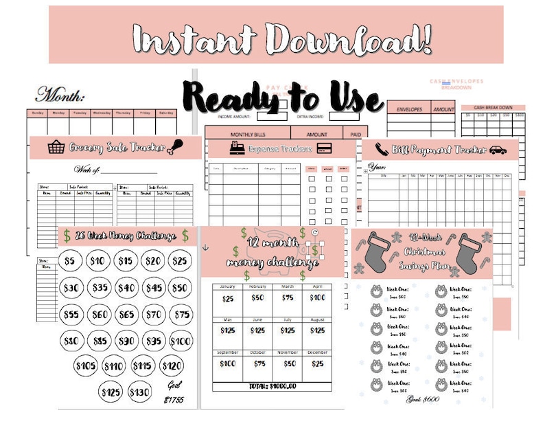 cash envelope budgeting template etsy