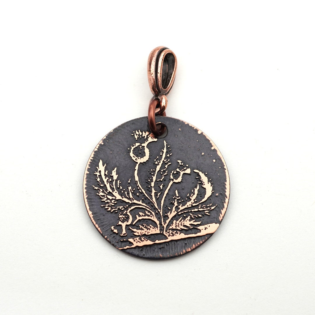 Pendentif Ancien En Argent 925 - Chardon Traditionnel - Bijou Vintage Allemand - Occasion