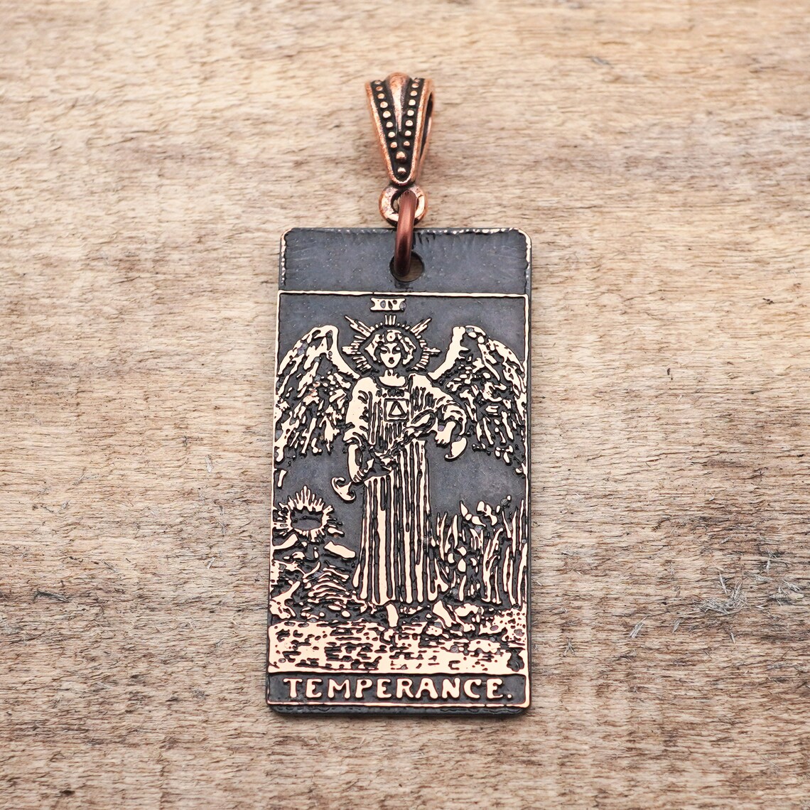 Kupfer Temperance Tarot Karte Anhänger lange flache | Etsy