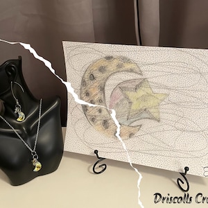 Multicolored Moon and Star Drawing