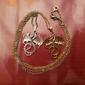 Silver and Gold Dragon Necklaces