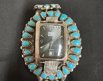 Vintage Turquois and Silver watchband Cuff Style