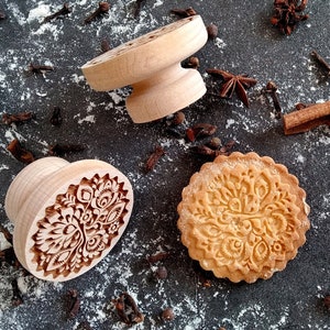 FOLK SMALL stamp  for embossed cookies, made of beeh wood
