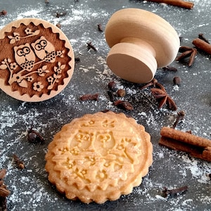 TWICE OWLS stamp, embossing wood stamp, engraved stamp by laser