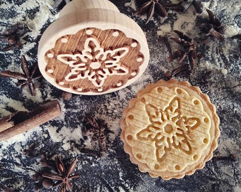 WHITE snowFLAKES stamp, embossing wood stamp, engraved stamp by laser
