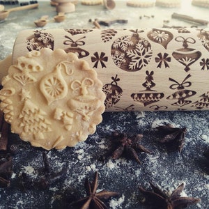 snowBALLS rolling pin, embossing rolling pin, engraved rolling pin by laser, gift for Christmas