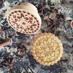 PARIS stamp for embossed cookies, made of beeh wood