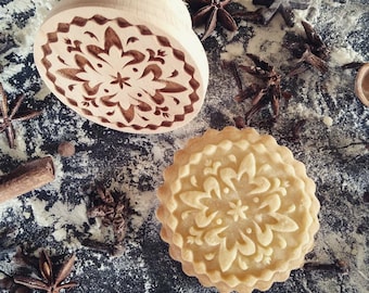 PARIS stamp for embossed cookies, made of beeh wood