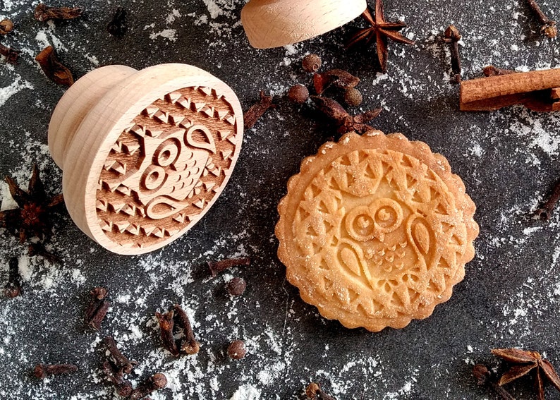 OWL ONE Stamp Embossing Wood Stamp Engraved Stamp by Laser Etsy