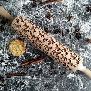 HORSES, horses, gift christmas, Embossing rolling pin, laser engraved rolling pin, nudelholz image 2