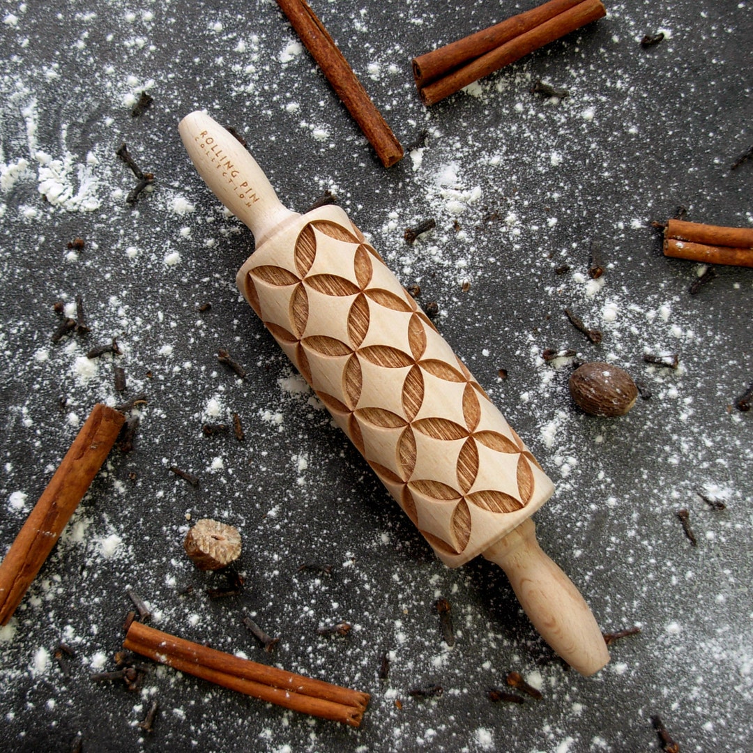 Rolling Pin Rounded Edge GEOMETRIC CIRCLE Small Rolling Pin, Embossing Rolling Pin, Laser ...
