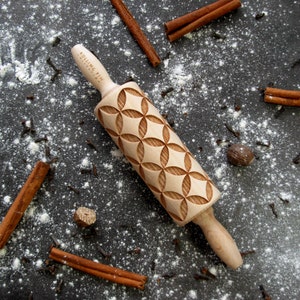 GEOMETRIC CIRCLE small rolling pin, embossing rolling pin, laser engraved rolling pin