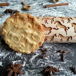 Rodillo pequeño HORSES, Rodillo para repujar, Rodillo grabado con láser, regalo de Navidad