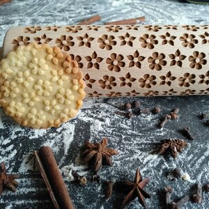 FLOWERS rolling pin, embossing rolling pin, laser engraved rolling pin, gift for Christmas, Thanksgiving gift