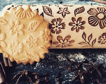 FLOMIM rolling pin, embossing rolling pin, laser engraved rolling pin, gift for Christmas
