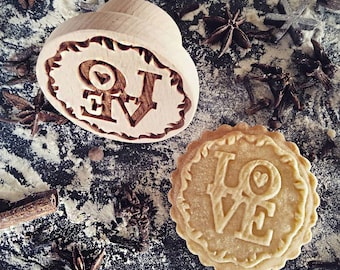 Sello LOVE, sello de madera en relieve, sello grabado por láser
