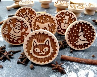 Juego de 6 SELLOS Chosen by YOU, sello grabado a láser para regalo de Navidad, sello de Navidad, sello de galleta