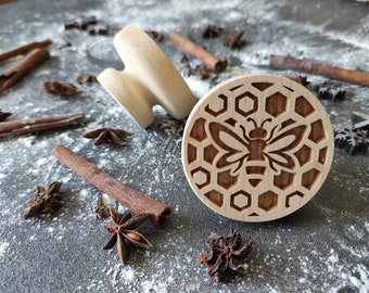 Sello BEE & HONEY, sello de madera en relieve, sello grabado por láser