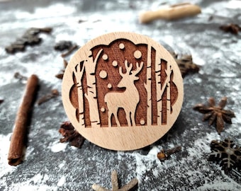 RENO EN EL BOSQUE regalo para niños, regalo de navidad, sello en relieve, sello grabado, regalo grabado, sello para bebé, sello de navidad, sello de galleta