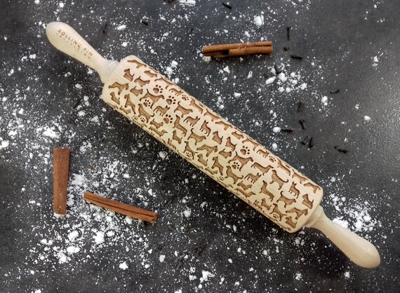 Australian Cattle Dog Small Rolling Pin for Cookies with Dog/'s Body Embossing Rolling Pin Roller with Your Pattern Engraved Rolling-pin