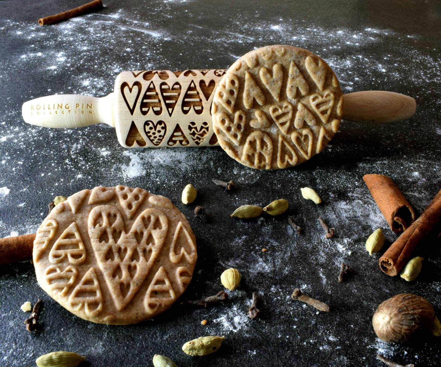 Cadeau de Noël Dessiné à La Main Coeur, Rouleau à Pâtisserie en Relief, Rouleau Gravé, Cadeau de Béb