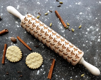 HENS rolling pin, embossing rolling pin, laser engraved rolling pin