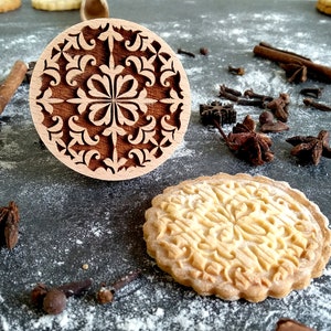 ROYAL stamp  for embossed cookies, deep engraving, made of beeh wood