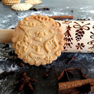 SNOWBALLS rolling pin, embossing rolling pin, engraved rolling pin by laser, christmas, merry christmas, Xmas, happy Christmas
