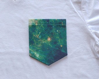 Green Nebula - Outer Space Pocket T-Shirt