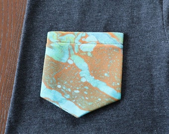 Orange Teal - Funky Psychedelic Pocket T-Shirt