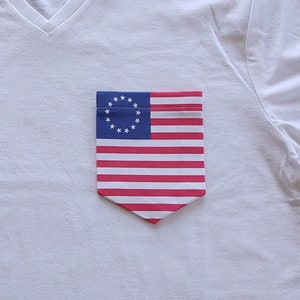 13 Colonies USA American Flag Pocket T-Shirt