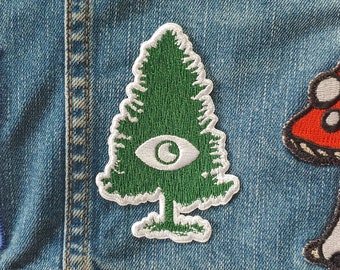 Cosmic Spruce - All-Seeing Pine Tree - Iron-on Embroidered Patch