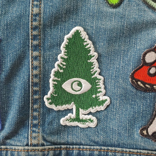 Cosmic Spruce - All-Seeing Pine Tree - Iron-on Embroidered Patch